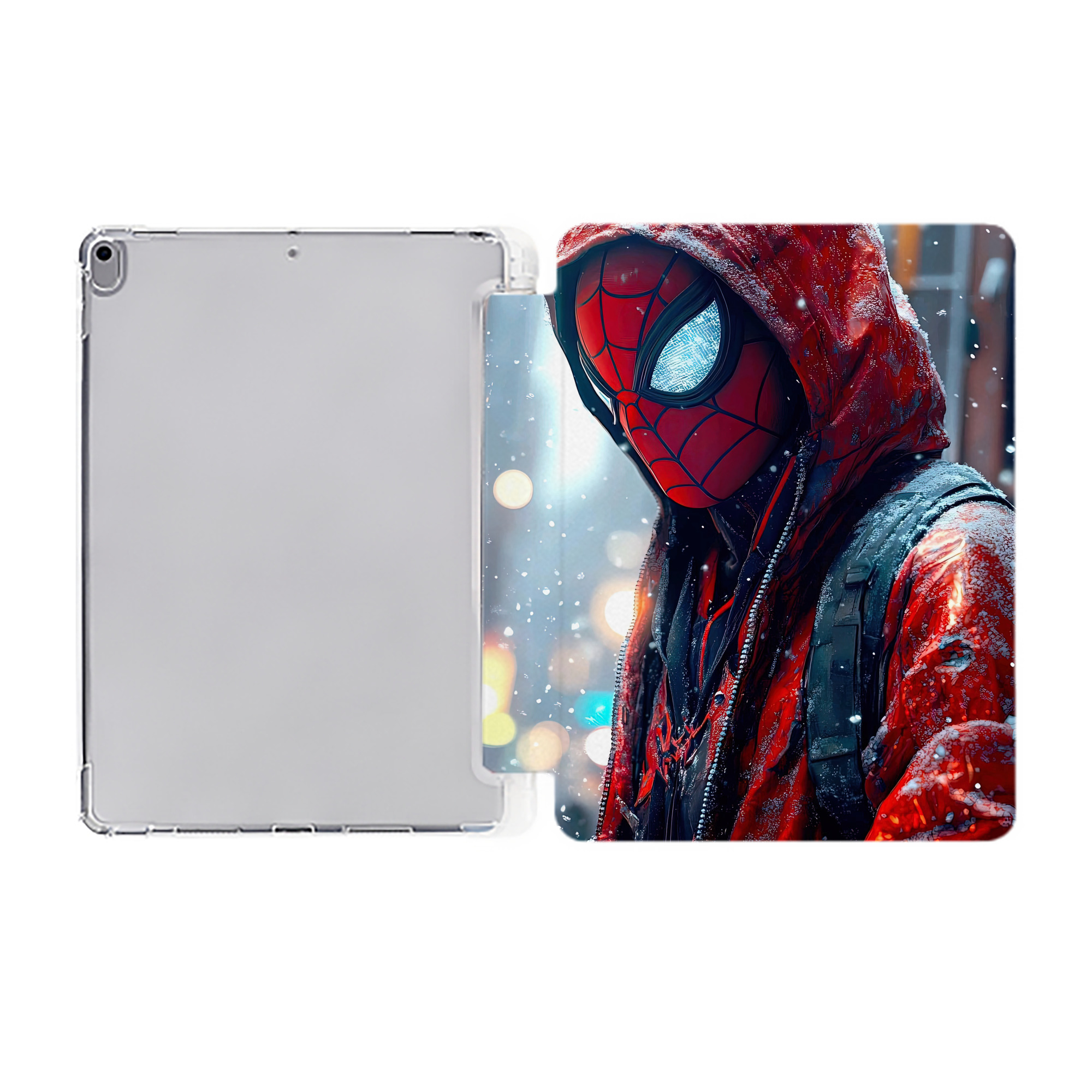 （画像用） Spider Man スパイダーマン IPad ケース ペン収納付き 三つ折りスタンド PUレザー×シリコン 対応機種9.5/10.5/10.9インチ